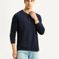 Men's Solid Navy Henley Neck T-shirt - Styleshot View