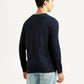 Men's Solid Navy Henley Neck T-shirt - Back View