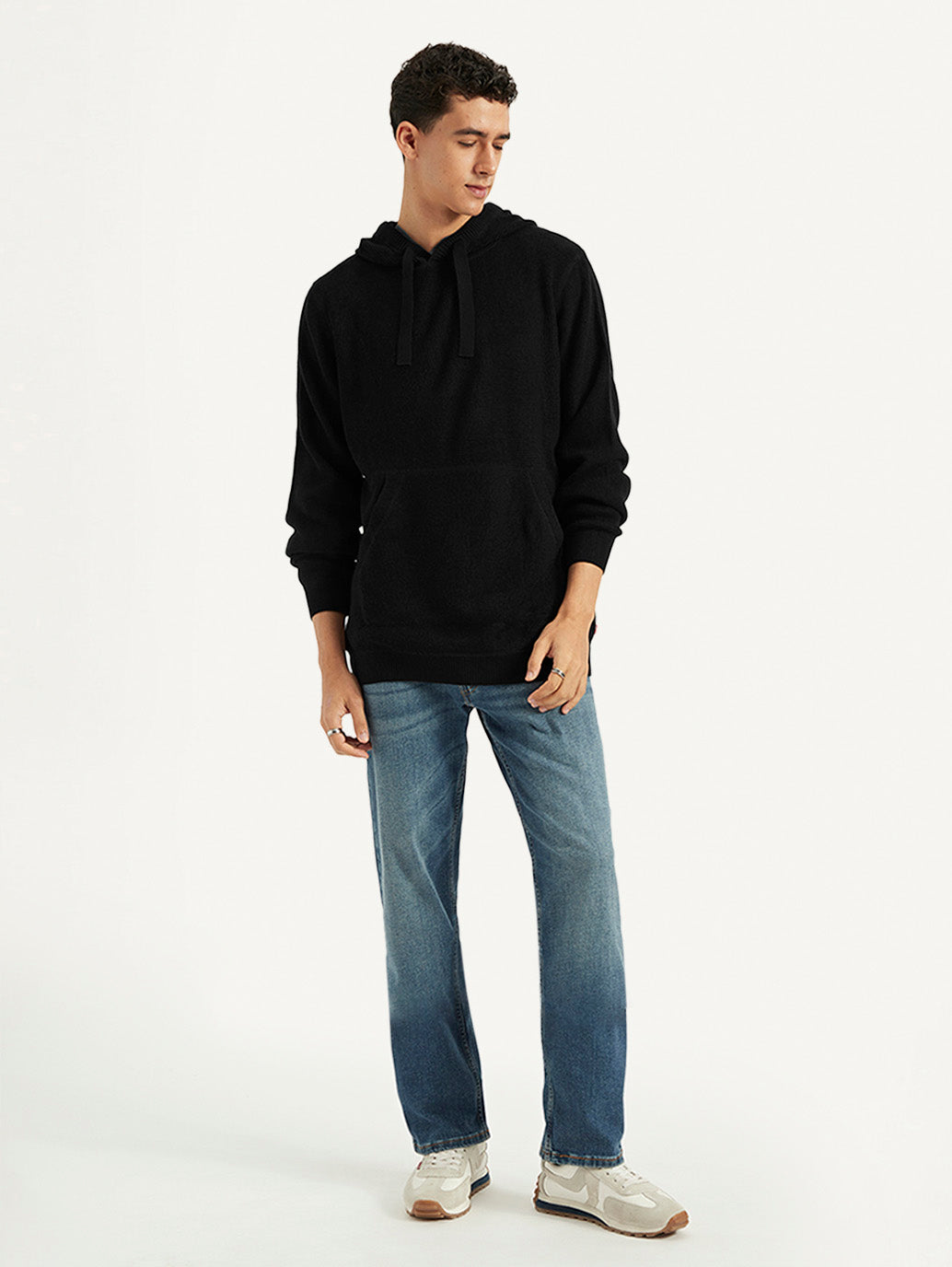 Men's Solid Hooded Sweater - Styleshot View