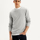 Men's Solid Light-Grey Crew Neck Sweater