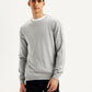 Men's Solid Light-Grey Crew Neck Sweater