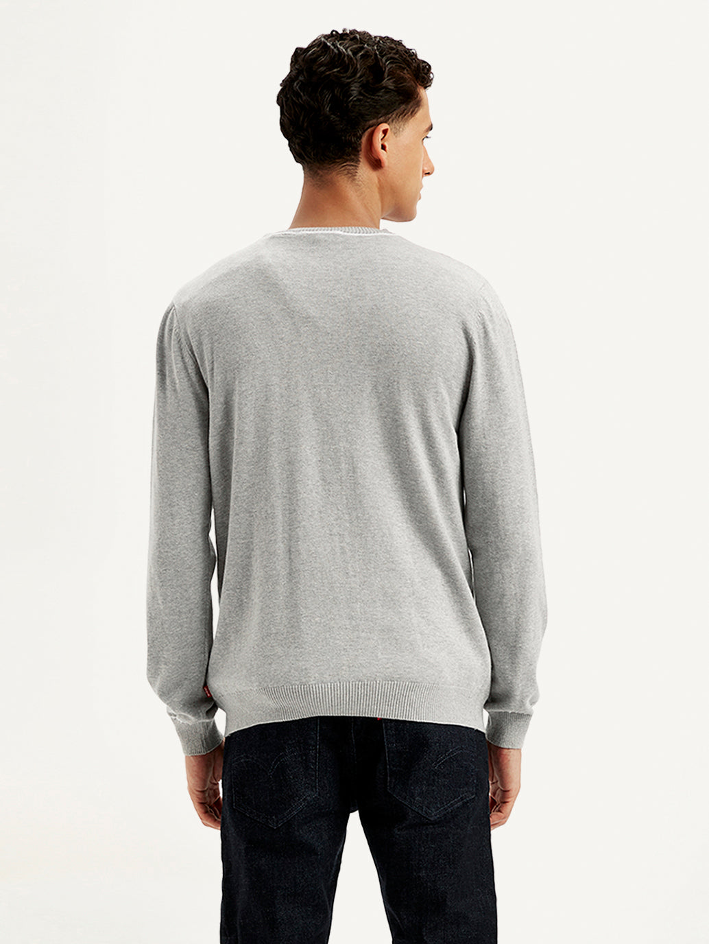 Men's Solid Light-Grey Crew Neck Sweater – Levis India Store
