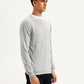 Men's Solid Light-Grey Crew Neck Sweater