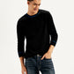 Men's Solid Black Crew Neck Sweater