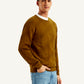 Men's Redloop Textured Brown Crew Neck Sweater - f1be4f28-a2da-4179-bb6a-81e3e4e8f3ac View