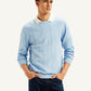 Men's Redloop Textured Light-Blue Crew Neck Sweater - 250aee6d-42a2-46e5-8fc5-f4a7bc01d7dd View