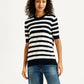 Women's Striped Black Crew Neck Sweater