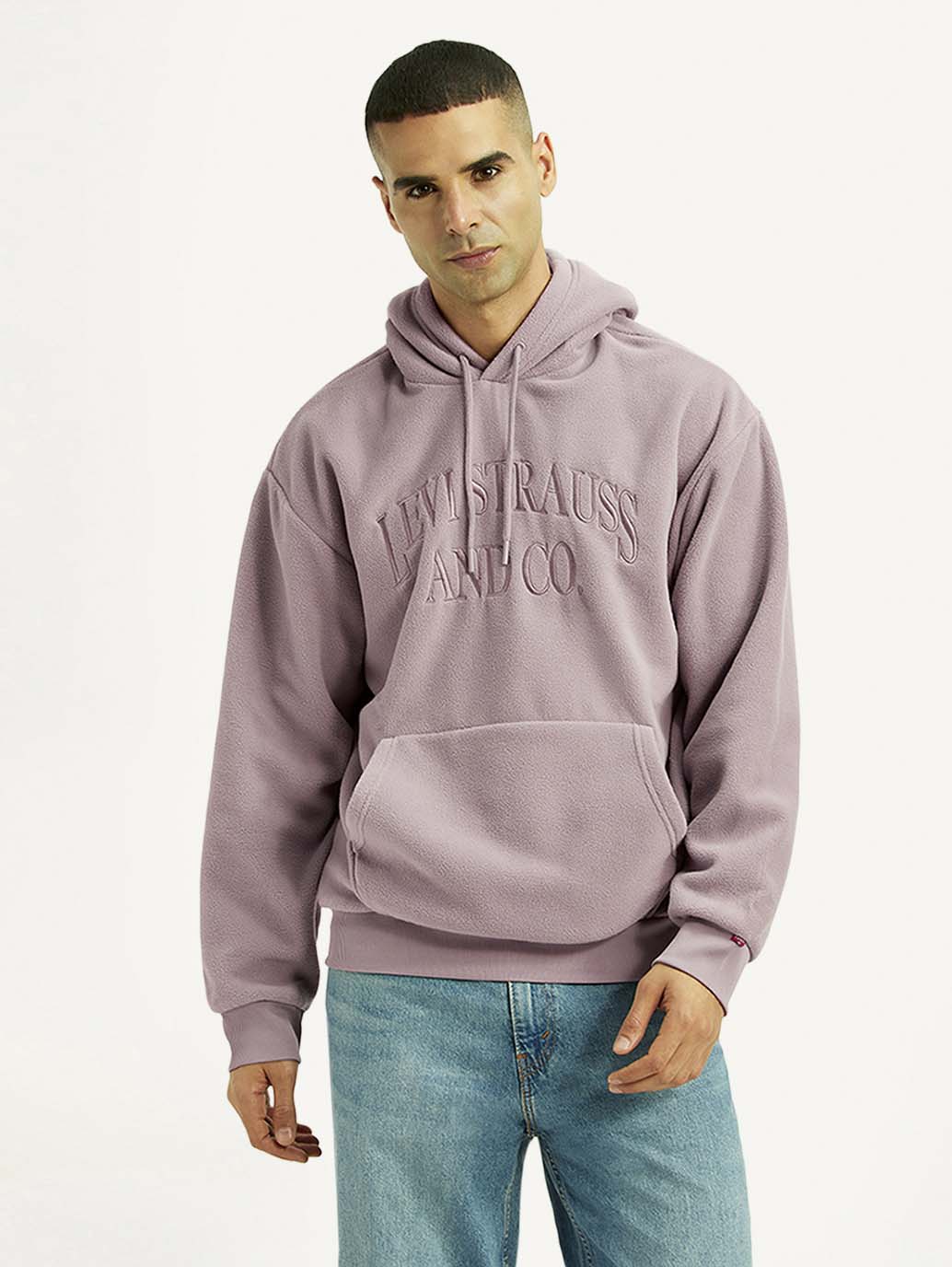 Men's Logo Mauve Hooded Sweatshirt - Front View