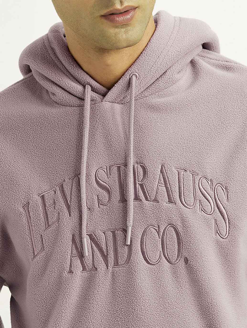 Men's Knitted Mauve Hooded Sweatshirt - Detail View