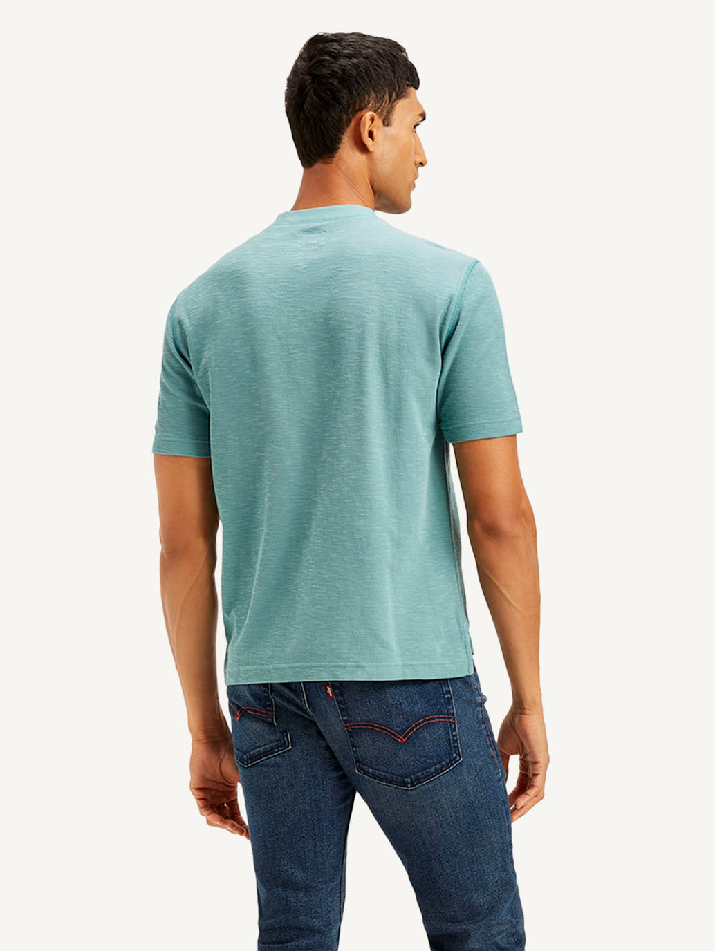 Men's Solid Slim Fit T-shirt - Back View