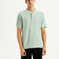 Men's Self Design Green Slim Fit T-Shirt - Front View