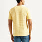 Men's Self Design Yellow Slim Fit T-shirt - Back View