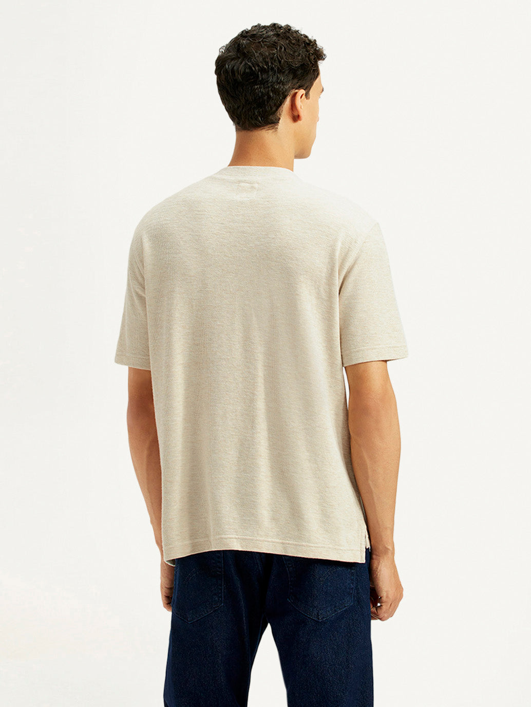 Men's Textured Slim Fit T-Shirt - Back View