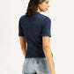 Women's Solid Greyish Blue Crew Neck Top - back View