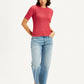 Women's Solid Red Crew Neck Top - Styleshot View