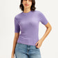 Women's Solid Lavender Crew Neck Top - Front View