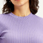 Women's Solid Lavender Crew Neck Top - Detail View