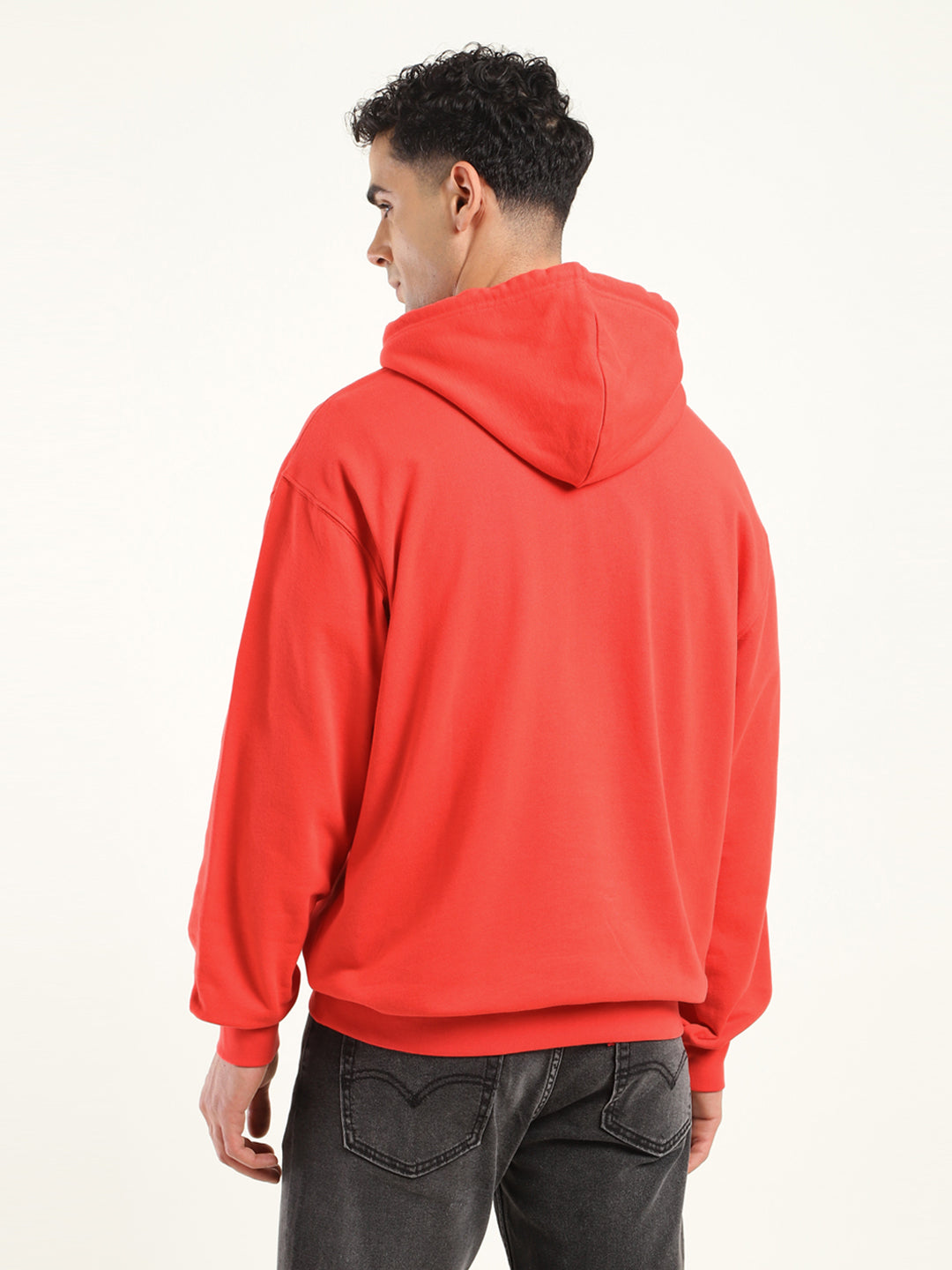 Men's Solid Red Hooded Sweatshirt