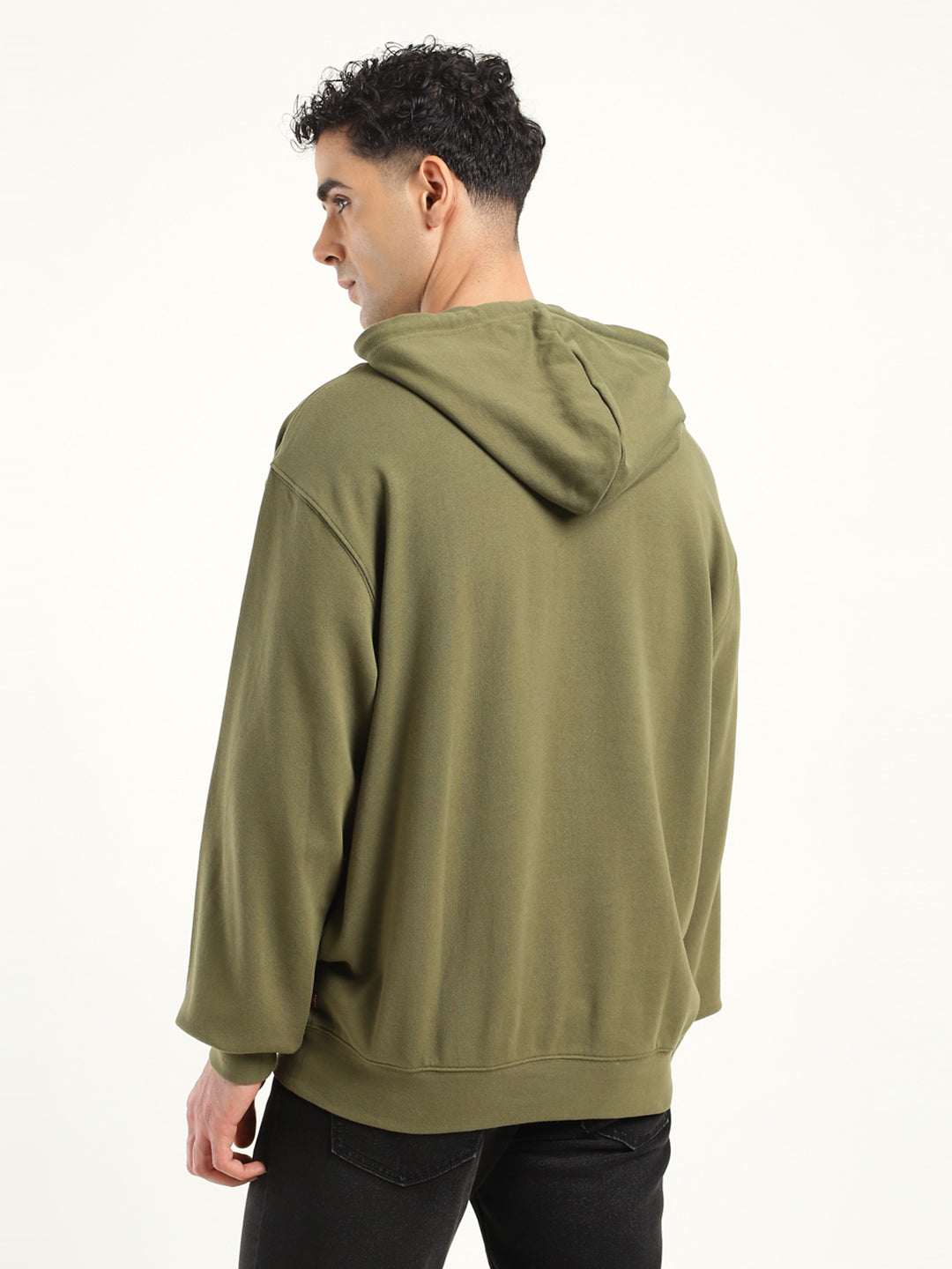 Men's Solid Green Hooded Sweatshirt