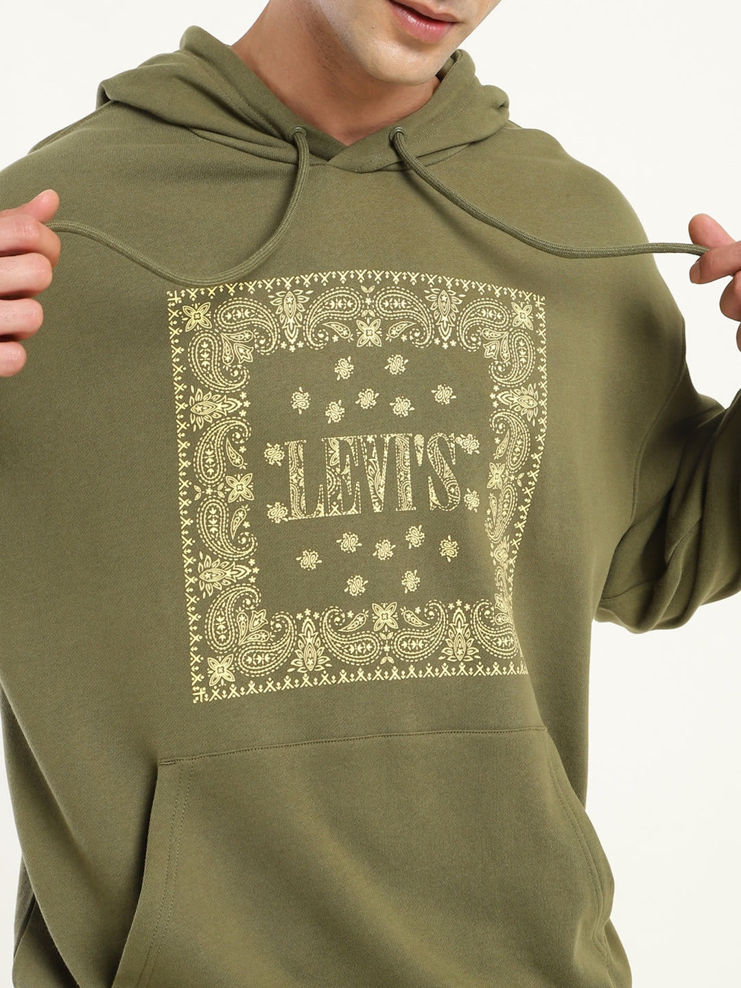 Men's Solid Green Hooded Sweatshirt