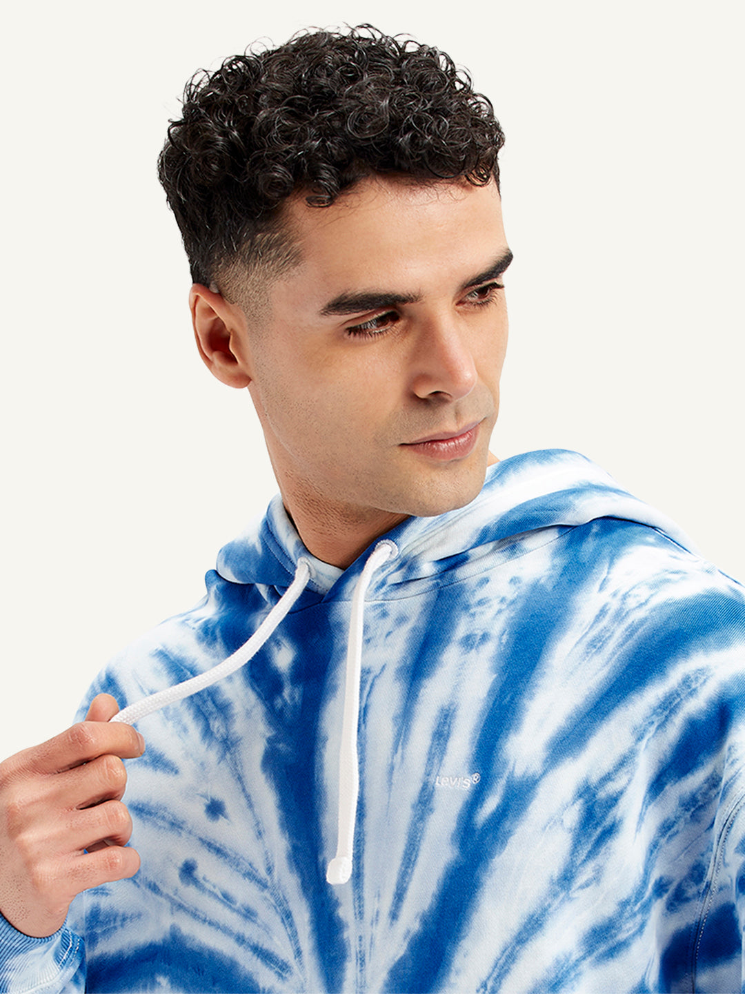 Men's Tie-Dye Blue Hooded Sweatshirt