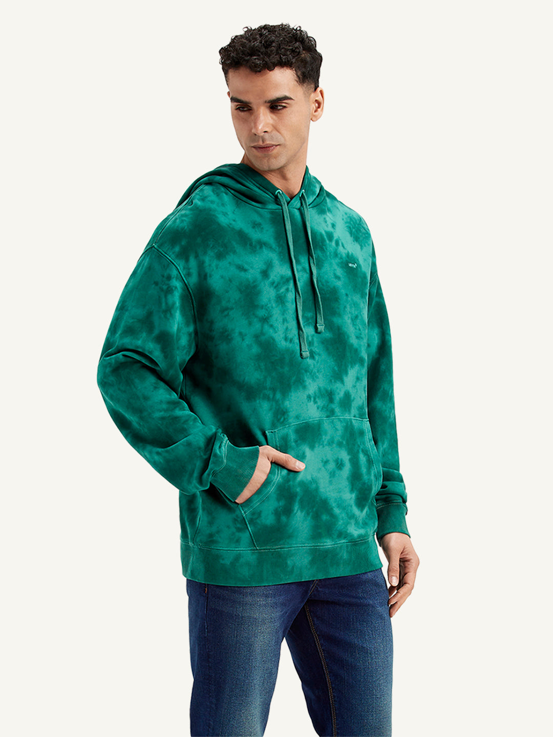 Men's Tie-Dye Teal Hooded Sweatshirt