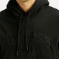 Men's Brand Logo Black Hooded Sweatshirt - Detail View