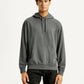 Men's Brand Logo Grey Hooded Sweatshirt - Front View