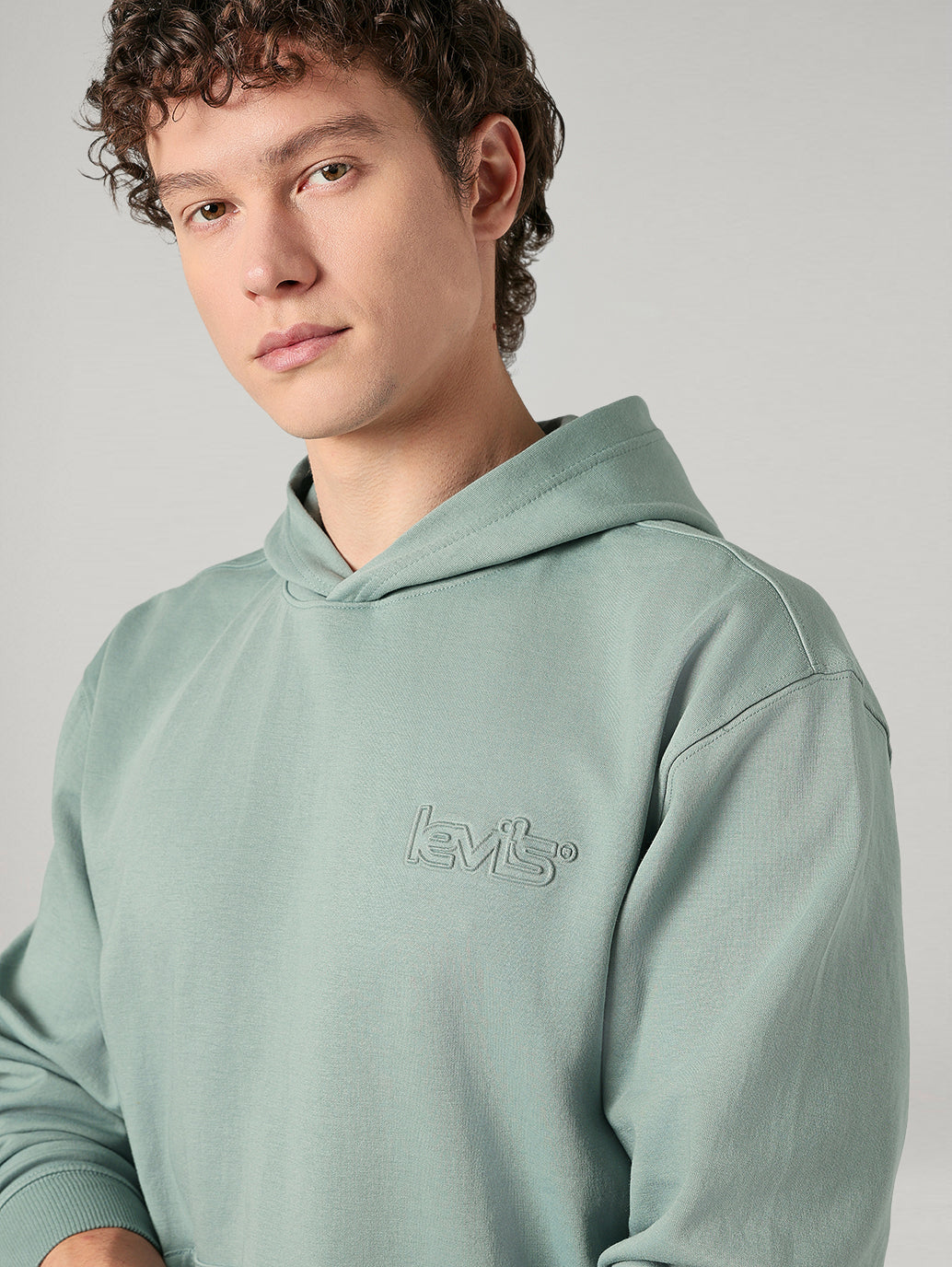 Men's Solid Regular Fit Hooded Sweatshirt - Detail View