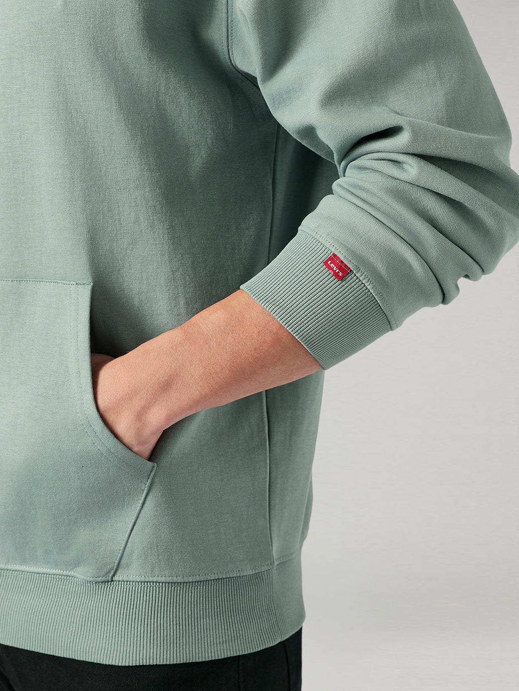 Men's Solid Regular Fit Hooded Sweatshirt - Detail View