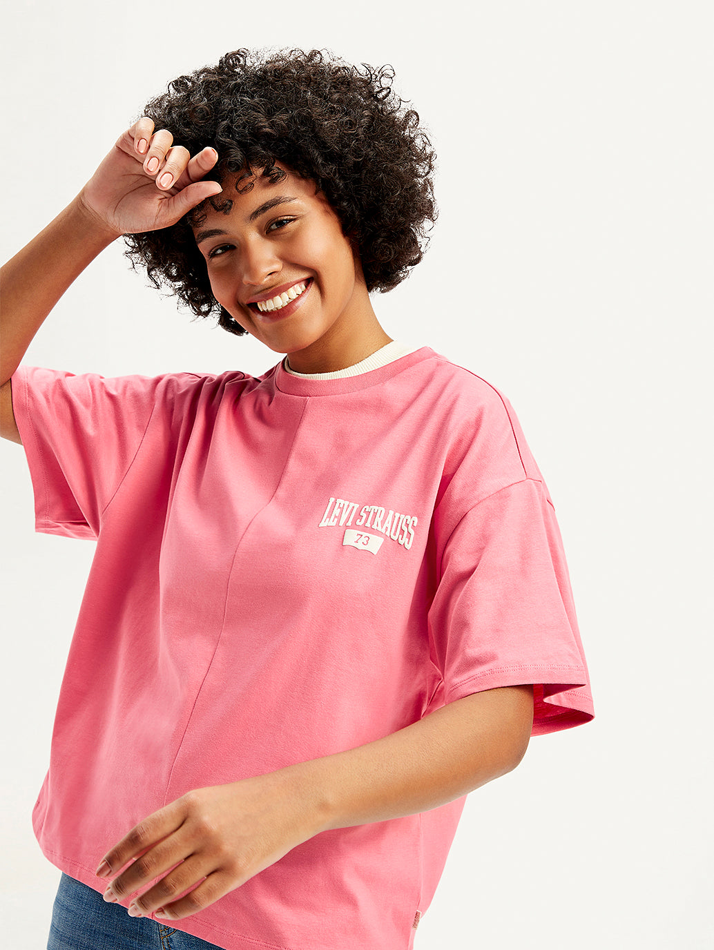 Women's Solid Loose Fit T-Shirt - Elevated View