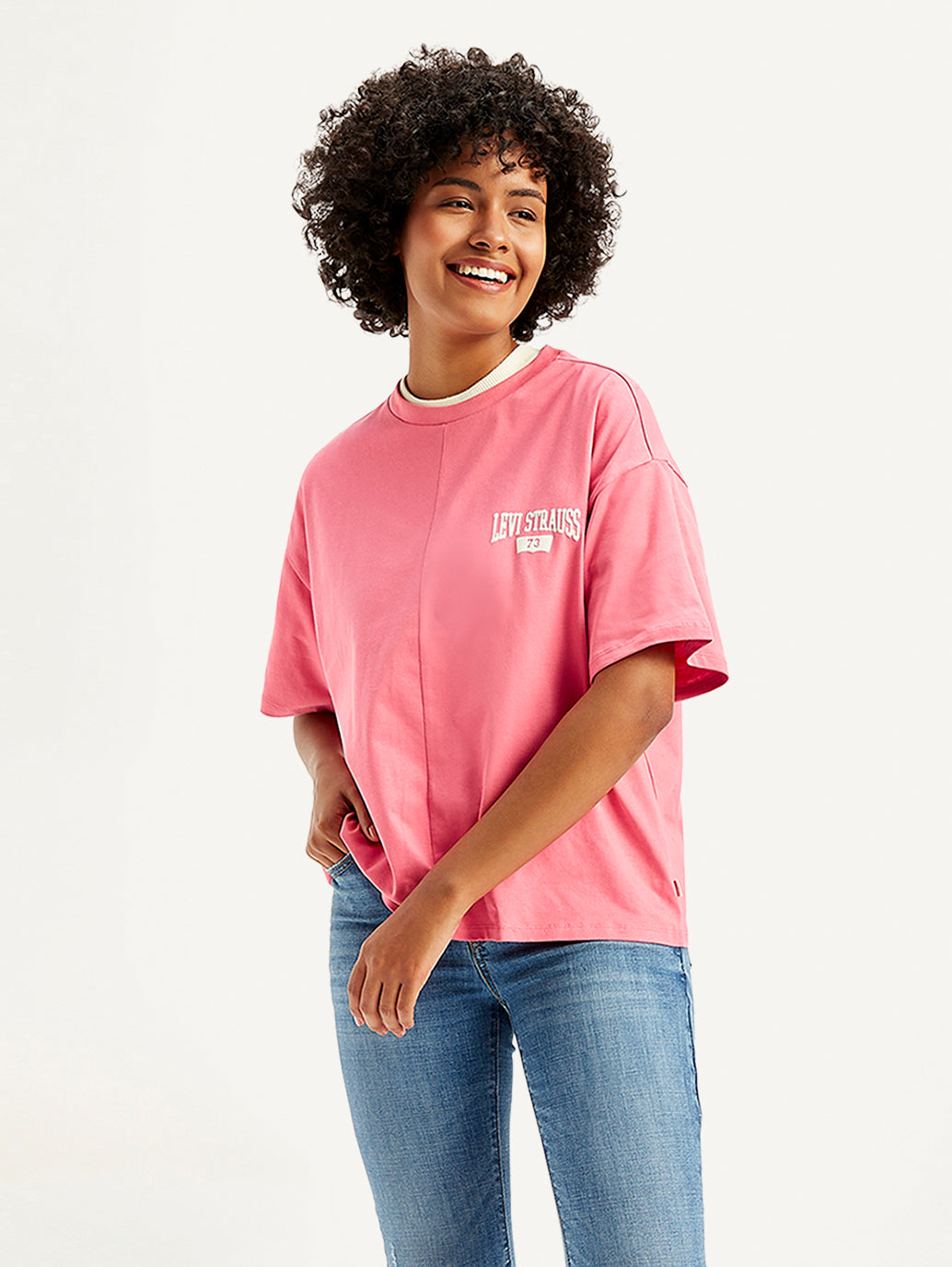 Women's Solid Loose Fit T-Shirt - Styleshot View