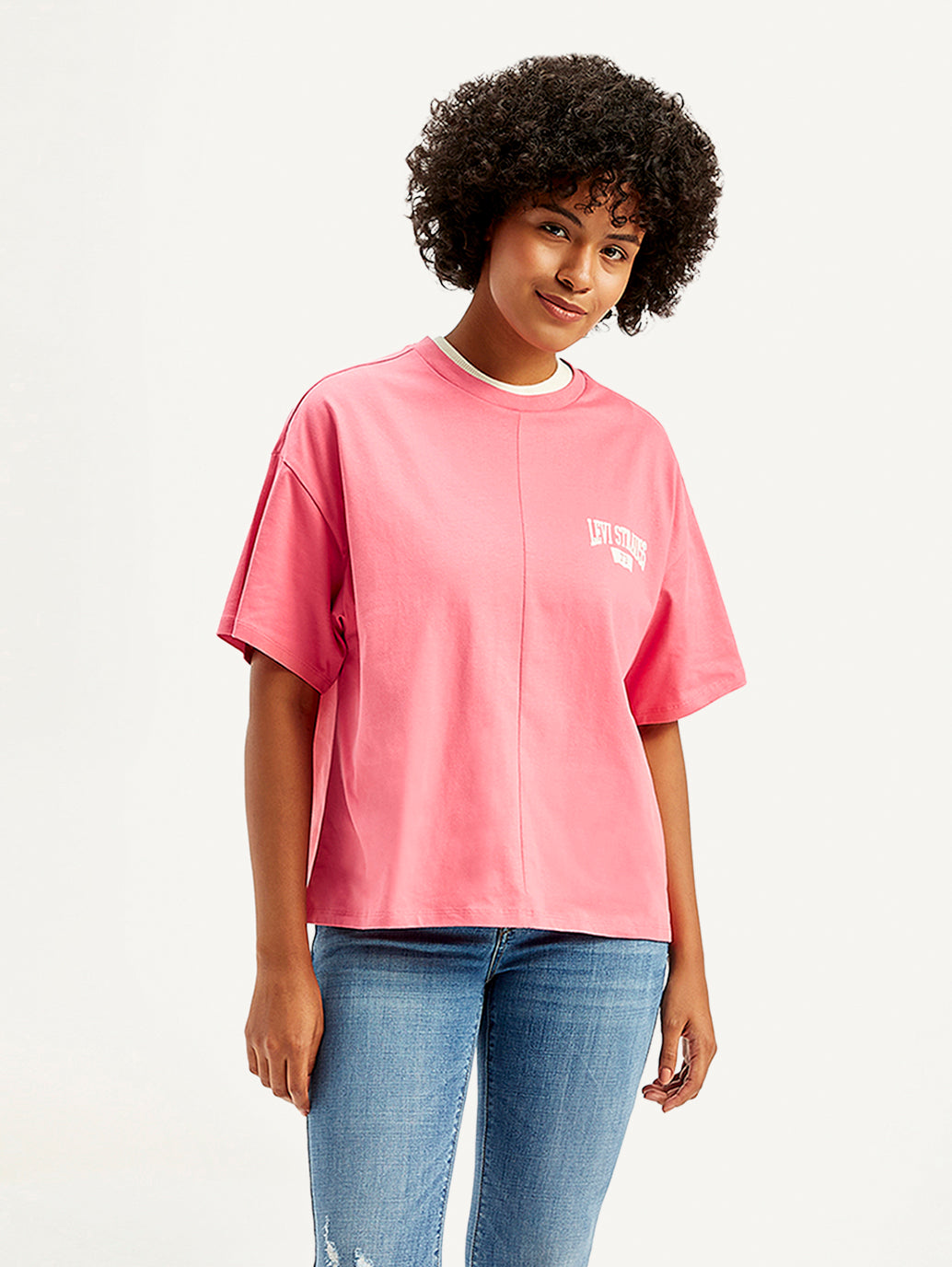 Women's Solid Loose Fit T-Shirt - Front View