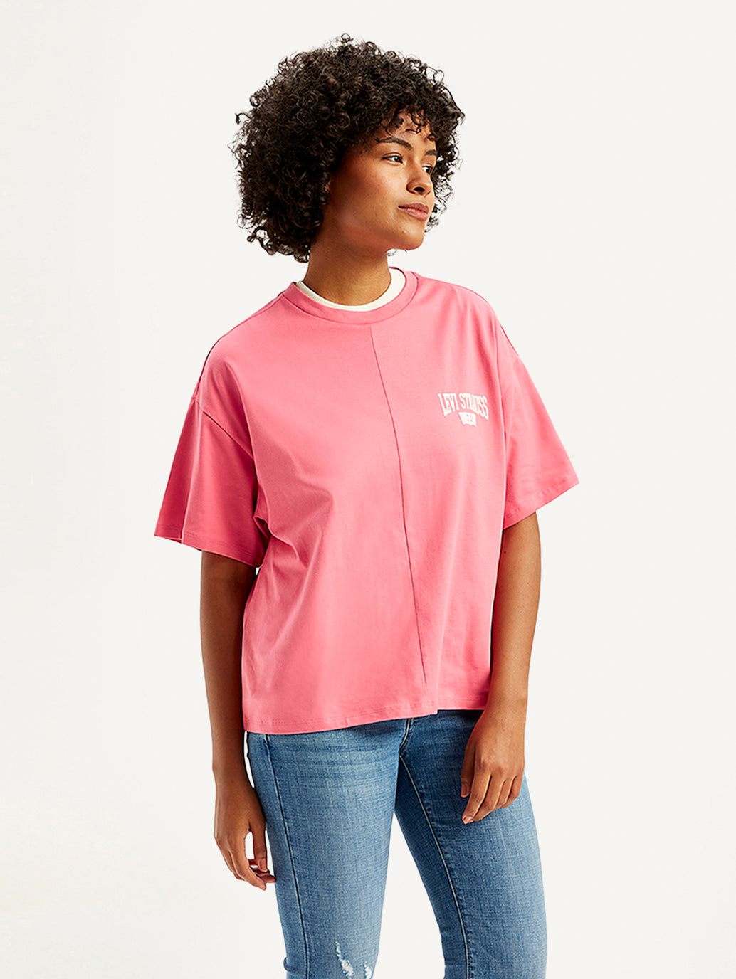 Women's Solid Loose Fit T-Shirt - Side View