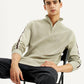 Men's Solid Beige Slim Fit Sweater - Elevated View
