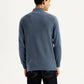 Men's Self Design Blue Sweater - Back View