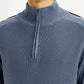 Men's Self Design Blue Sweater - Detail View