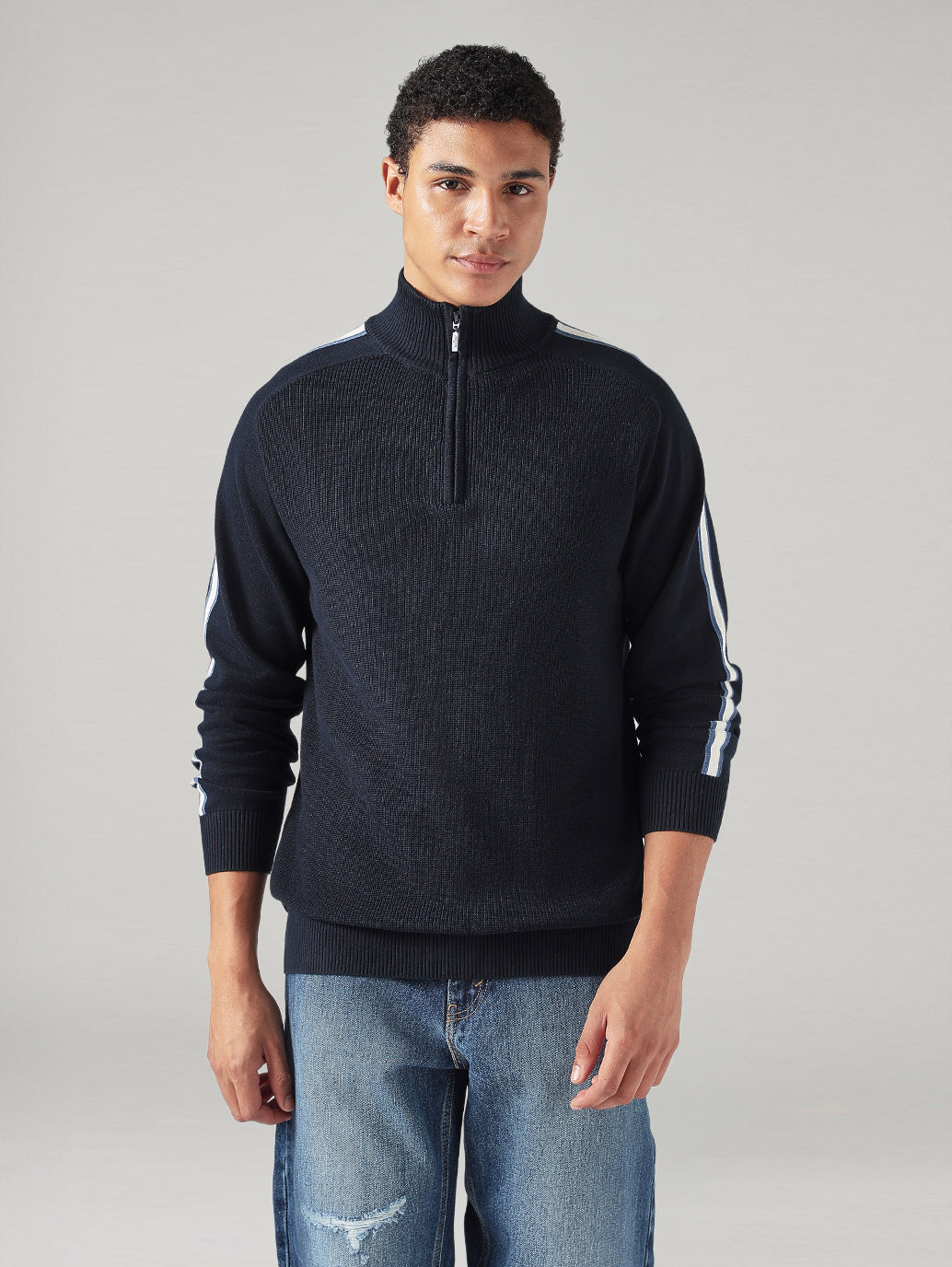 Men's Solid Regular Fit Jersey Sweater - Front View