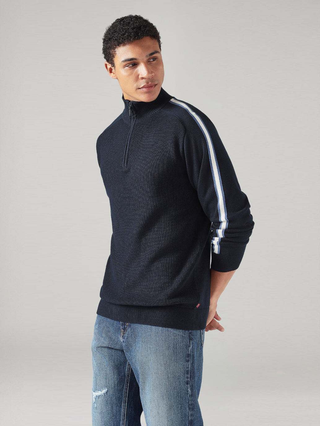 Men's Solid Regular Fit Jersey Sweater - SIde View