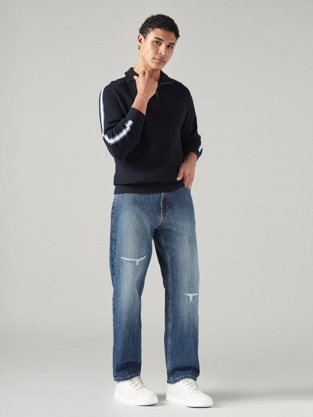 Men's Solid Regular Fit Jersey Sweater - Full View