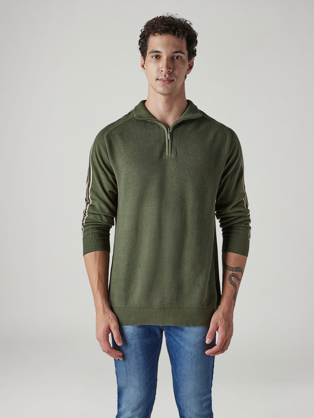 Men's Solid Regular Fit Jersey Sweater - Front View