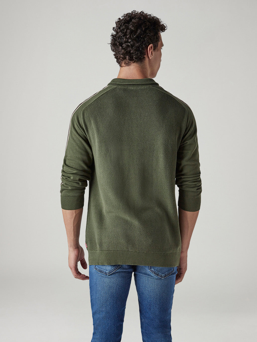 Men's Solid Regular Fit Jersey Sweater - Back View