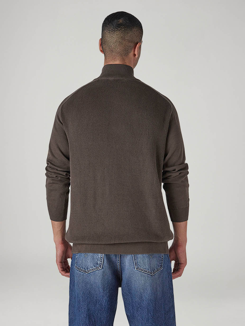 Men's Solid Regular Fit Sweater - Back View