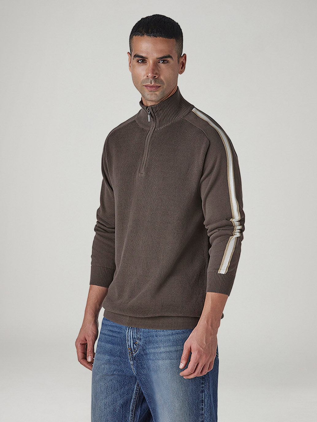 Men's Solid Regular Fit Sweater - Side View