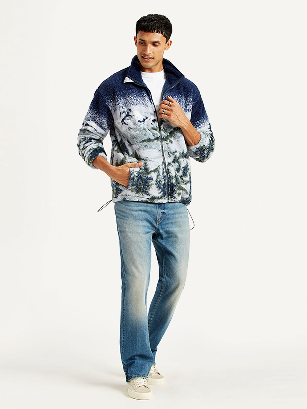 Men's Printed Grey Collar Neck Sweatshirt