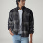 Men's Checked Charcoal Grey Sherpa Bomber Jacket - Styleshot View