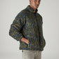 Men's Abstract Olive Sherpa Bomber Jacket - Side View