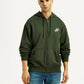 Men's Solid Dark Green Hooded Sweatshirt - Front View