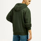 Men's Solid Dark Green Hooded Sweatshirt - Back View