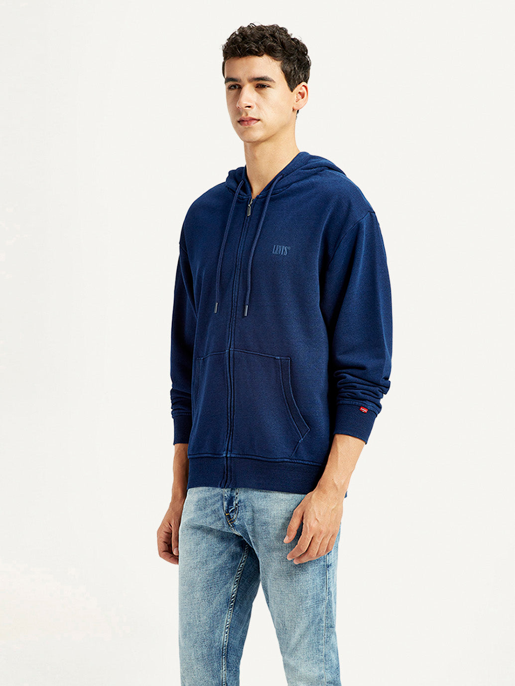 Men's Brand Logo Navy Hooded Sweatshirt - Front View